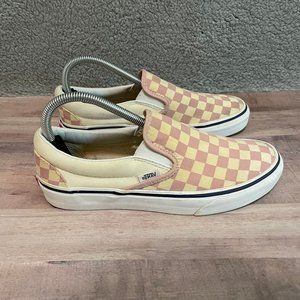 Checkerboard Low Top Vans Pink White Pattern Mens sz 6.5 Womens sz 8 SHIPS ASAP